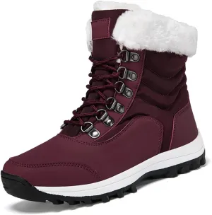 Winter Boots for Women Waterproof,Fashion High Top Keep Warm Winter Hiking Boots,Outdoor Comfortable Fur Lined Snow Boots for Women,Rubber Sole