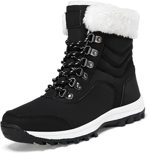 Winter Boots for Women Waterproof,Fashion High Top Keep Warm Winter Hiking Boots,Outdoor Comfortable Fur Lined Snow Boots for Women,Rubber Sole