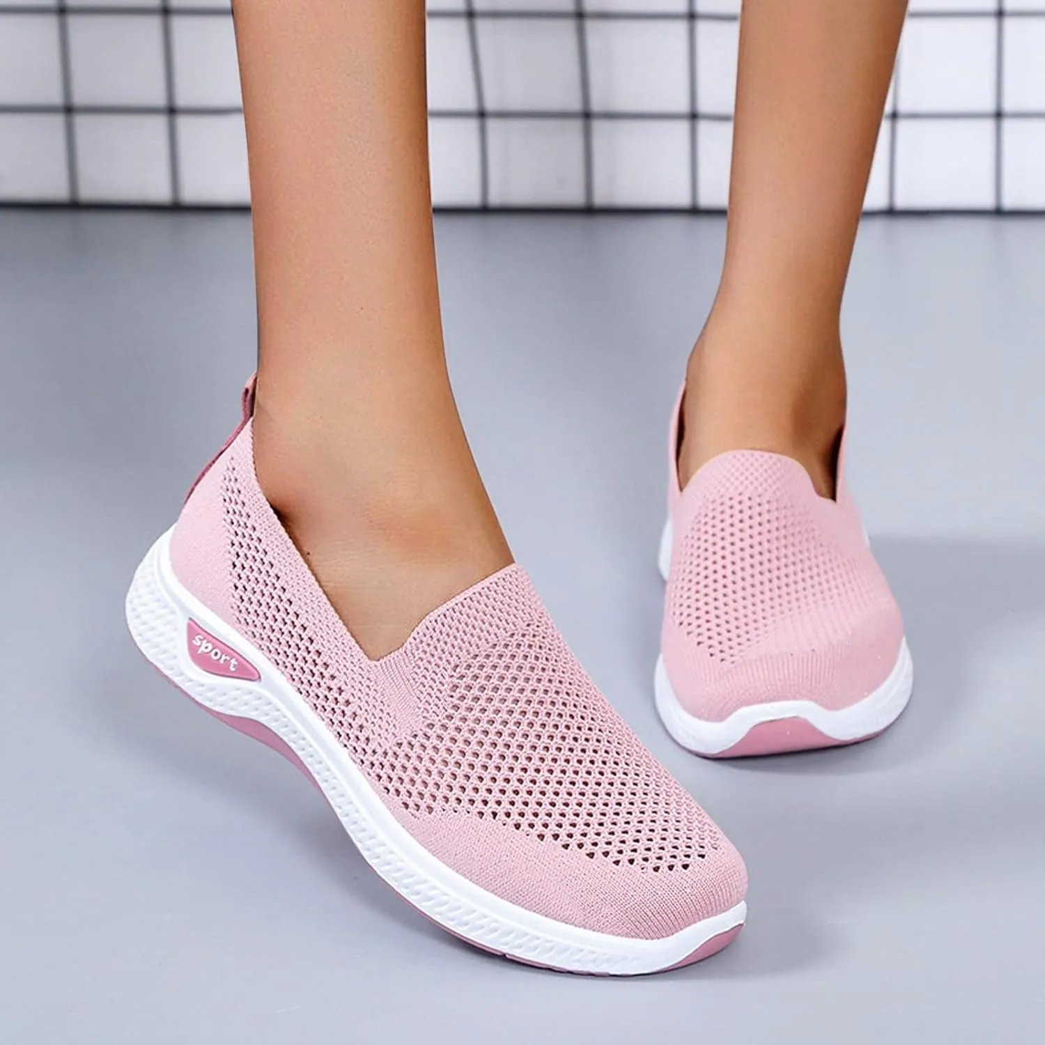 Women Canvas Slip On Sneakers Casual Walking Shoes Lightweight Flat Comfortable Elastic Non Slip Loafers
