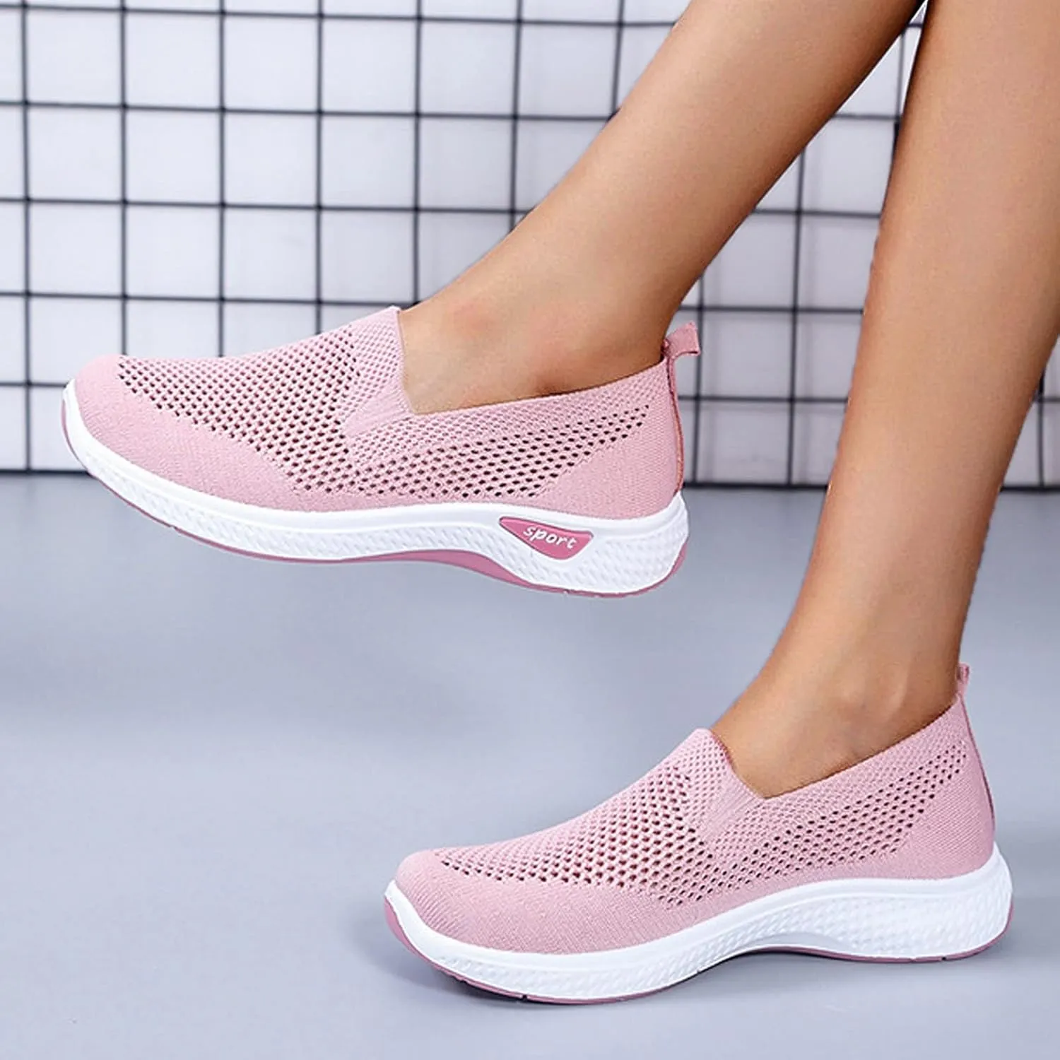 Women Canvas Slip On Sneakers Casual Walking Shoes Lightweight Flat Comfortable Elastic Non Slip Loafers