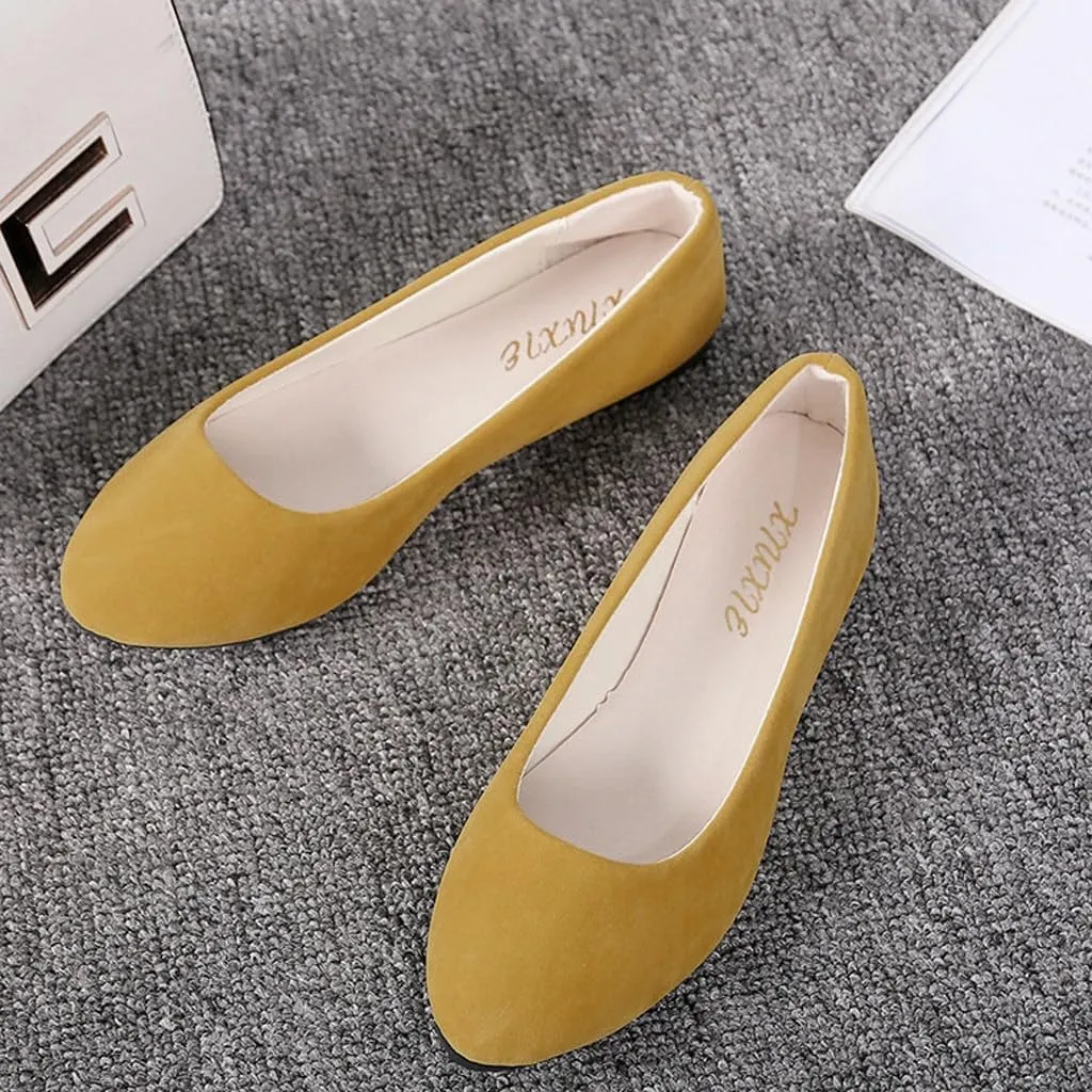 Women Girls Solid Big Size Slip On Flat Shallow Comfort Casual Single Shoes Shoes Casual Boots, 6.5