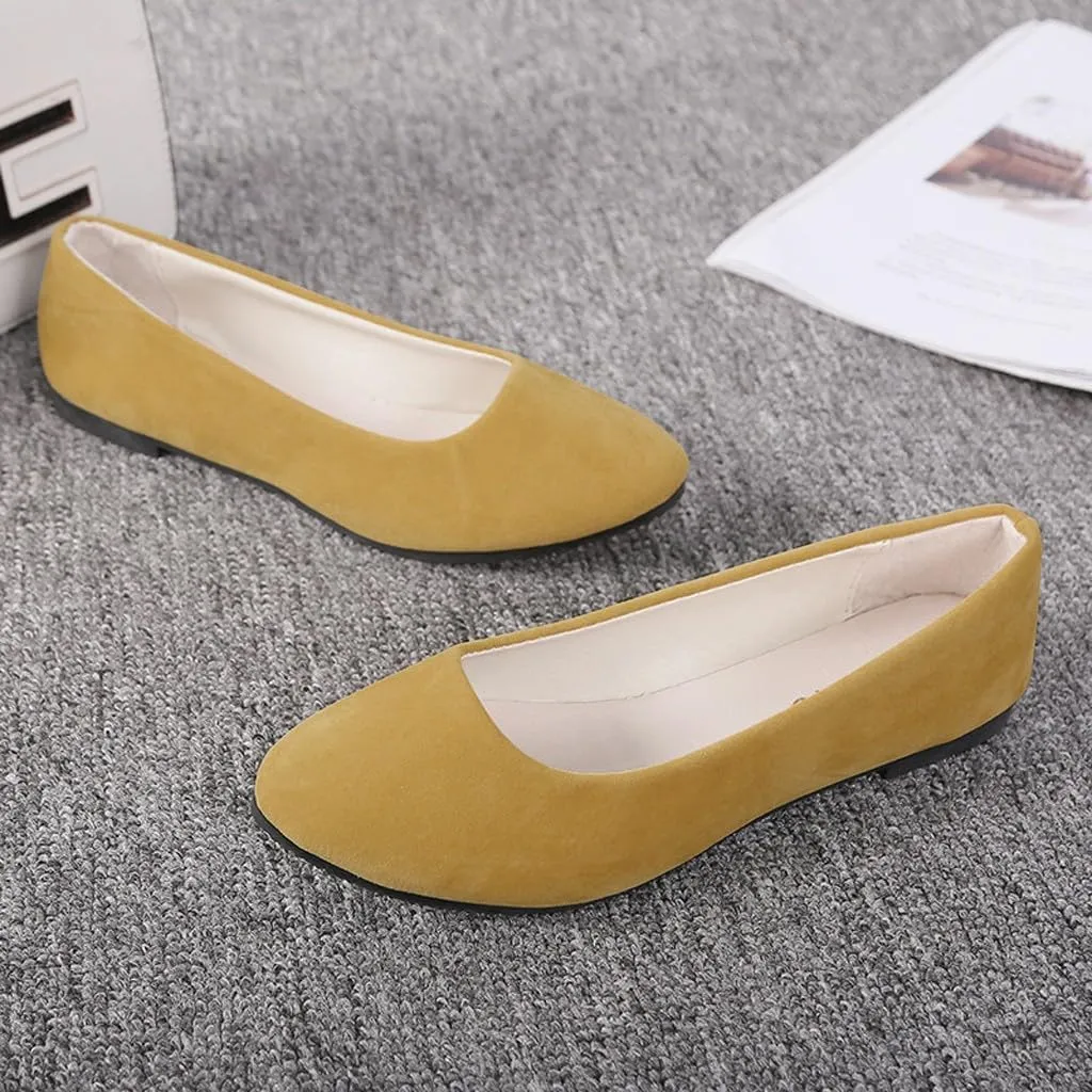 Women Girls Solid Big Size Slip On Flat Shallow Comfort Casual Single Shoes Shoes Casual Boots, 6.5
