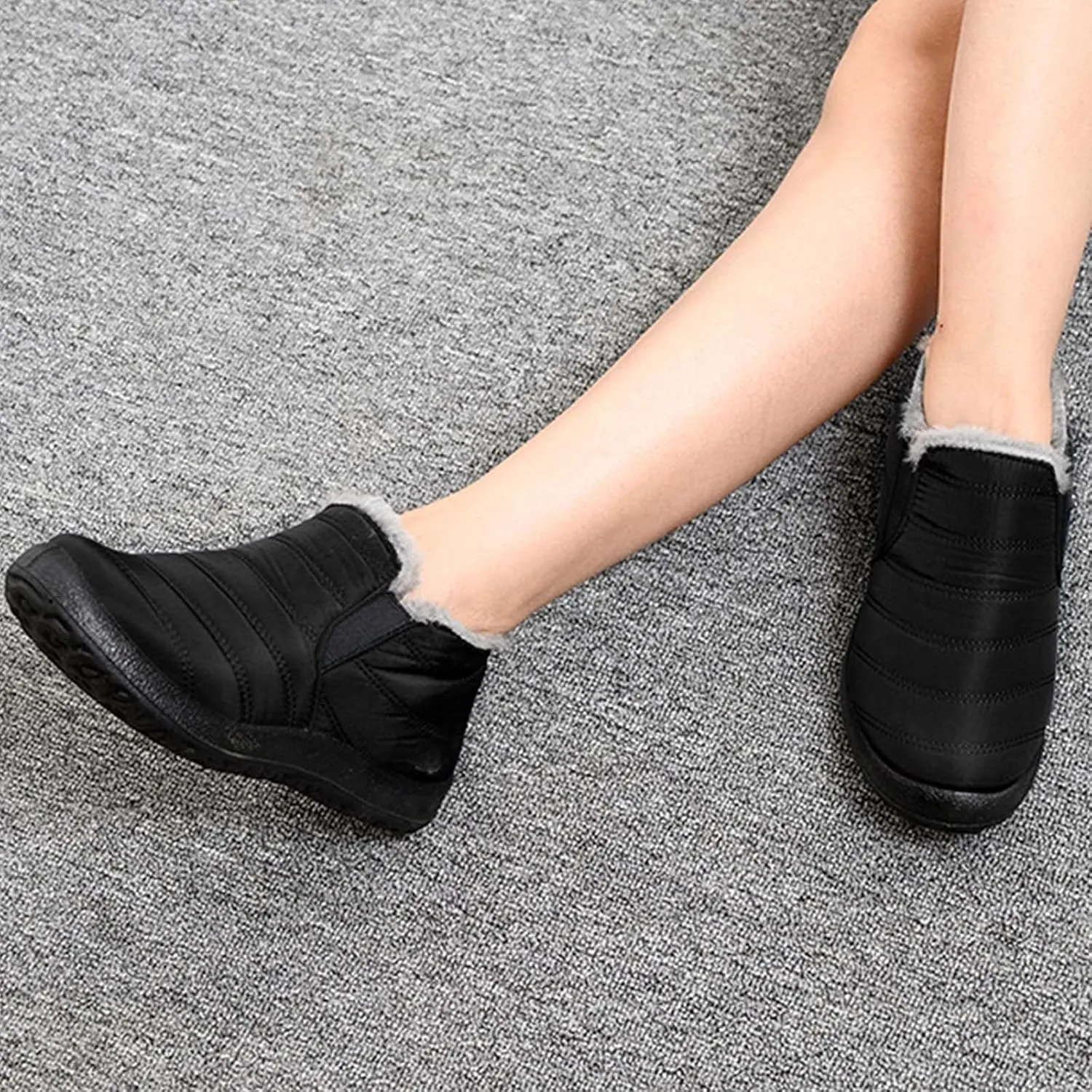 Women Snow Boots Black Shoes for Snow for Ladies Winter Snow Zip Up Boots for Women Fur Lined Waterproof Boot for Women Slip On Barefoot Shoes Women Winter Booties for Men