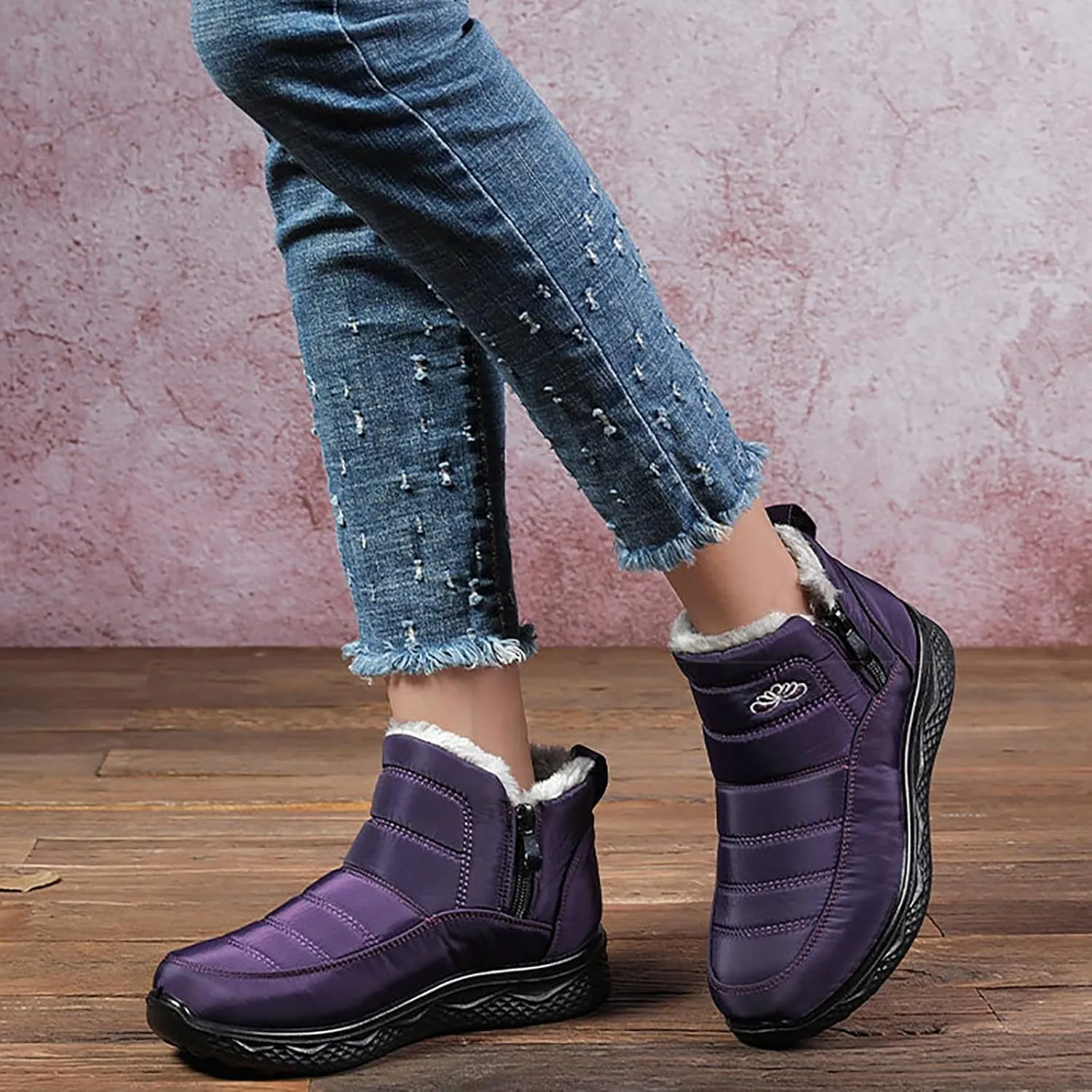 Women Winter Boots Waterproof Ladies Slip On Snow Boots Women Shoes with Hook Loop Barefoot Shoes Grounded Footwear Hiking Womens Cowboy Boots Men's Winter Booties