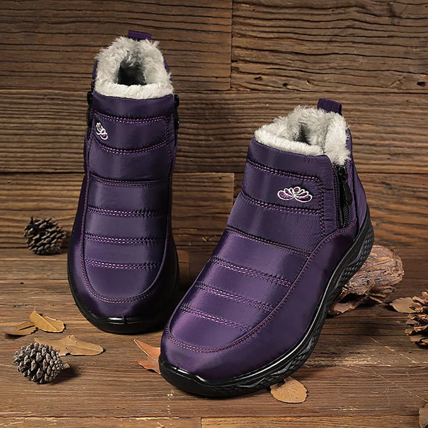 Women Winter Boots Waterproof Ladies Slip On Snow Boots Women Shoes with Hook Loop Barefoot Shoes Grounded Footwear Hiking Womens Cowboy Boots Men's Winter Booties
