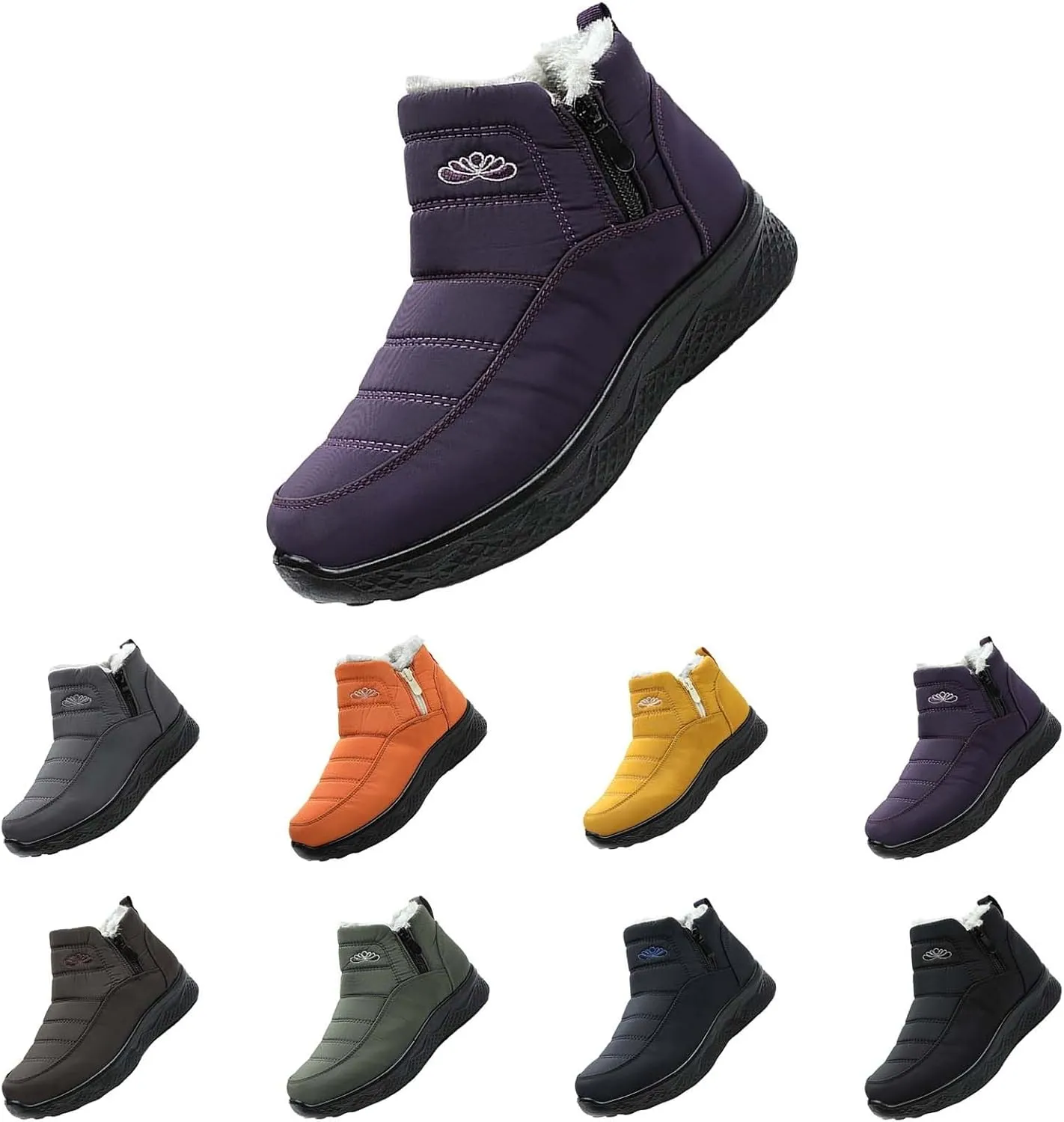 Women Winter Boots Waterproof Ladies Slip On Snow Boots Women Shoes with Hook Loop Barefoot Shoes Grounded Footwear Hiking Womens Cowboy Boots Men's Winter Booties