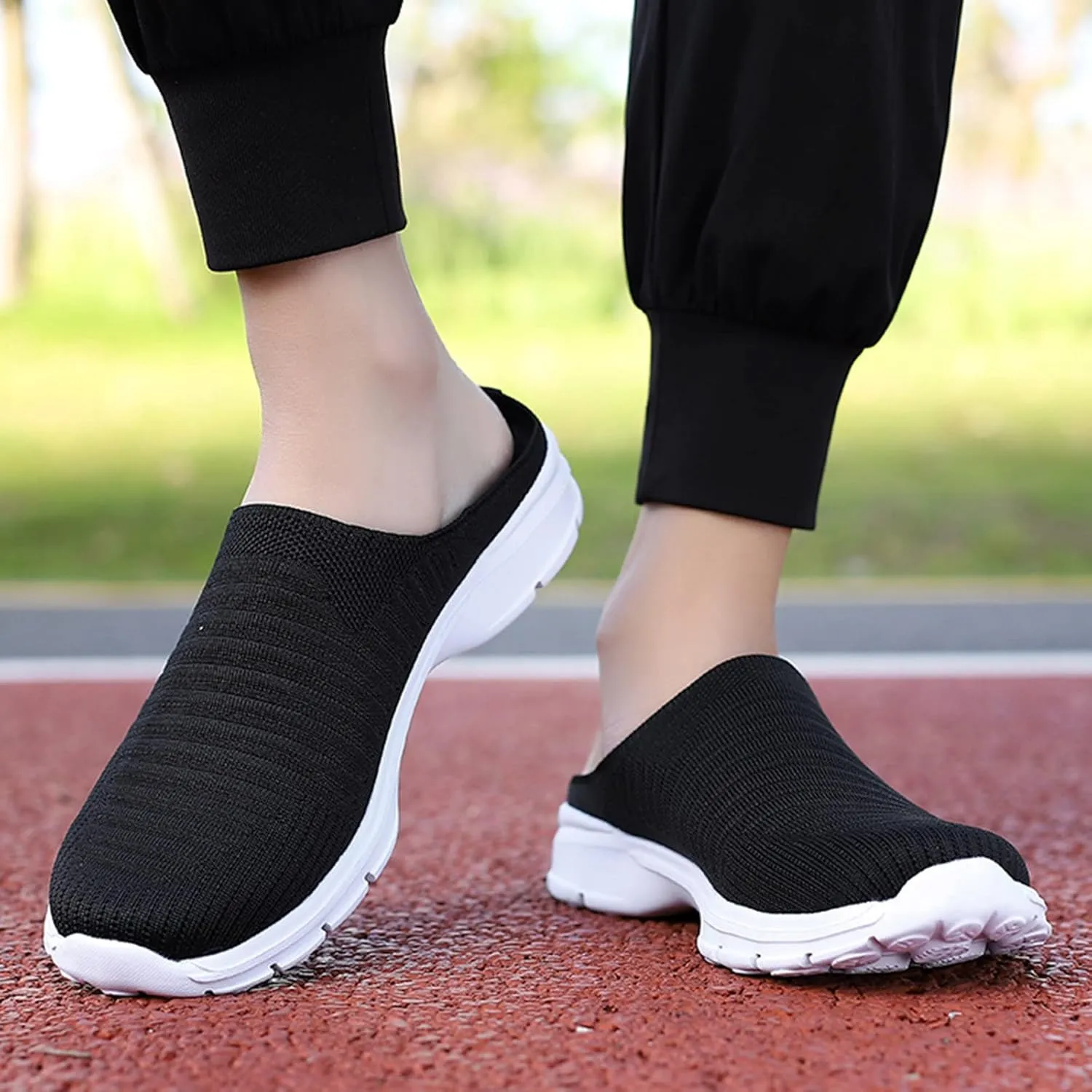 Womens Backless Sneakers Mesh Slip-on Mule Shoes Slip On Shoes Women Wide Width Shoes Casual Slip On Sneakers Brown Tennis Shoe Cross Trainer Shoe