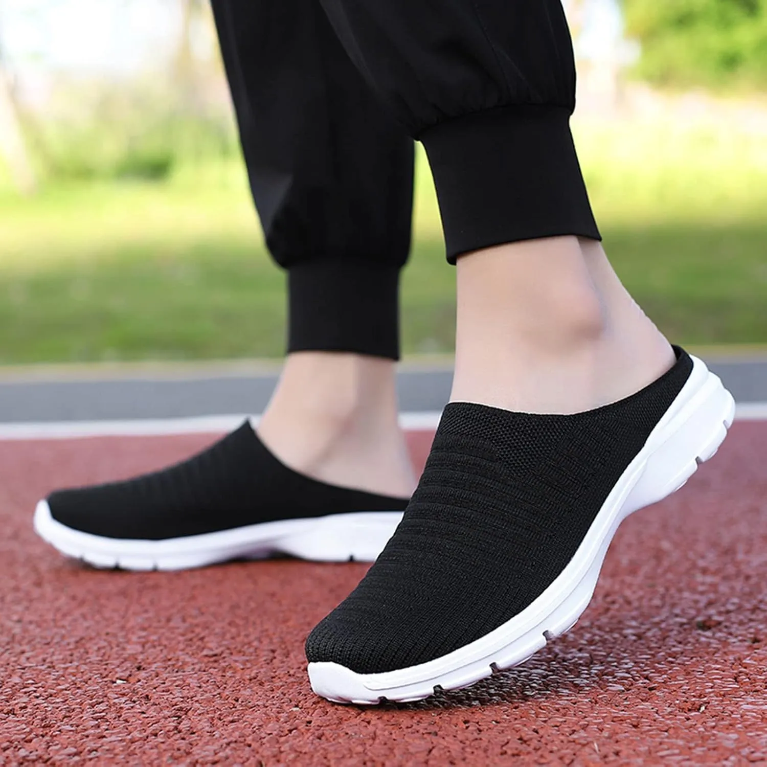 Womens Backless Sneakers Mesh Slip-on Mule Shoes Slip On Shoes Women Wide Width Shoes Casual Slip On Sneakers Brown Tennis Shoe Cross Trainer Shoe