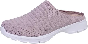 Womens Backless Sneakers Mesh Slip-on Mule Shoes Slip On Shoes Women Wide Width Shoes Casual Slip On Sneakers Brown Tennis Shoe Cross Trainer Shoe