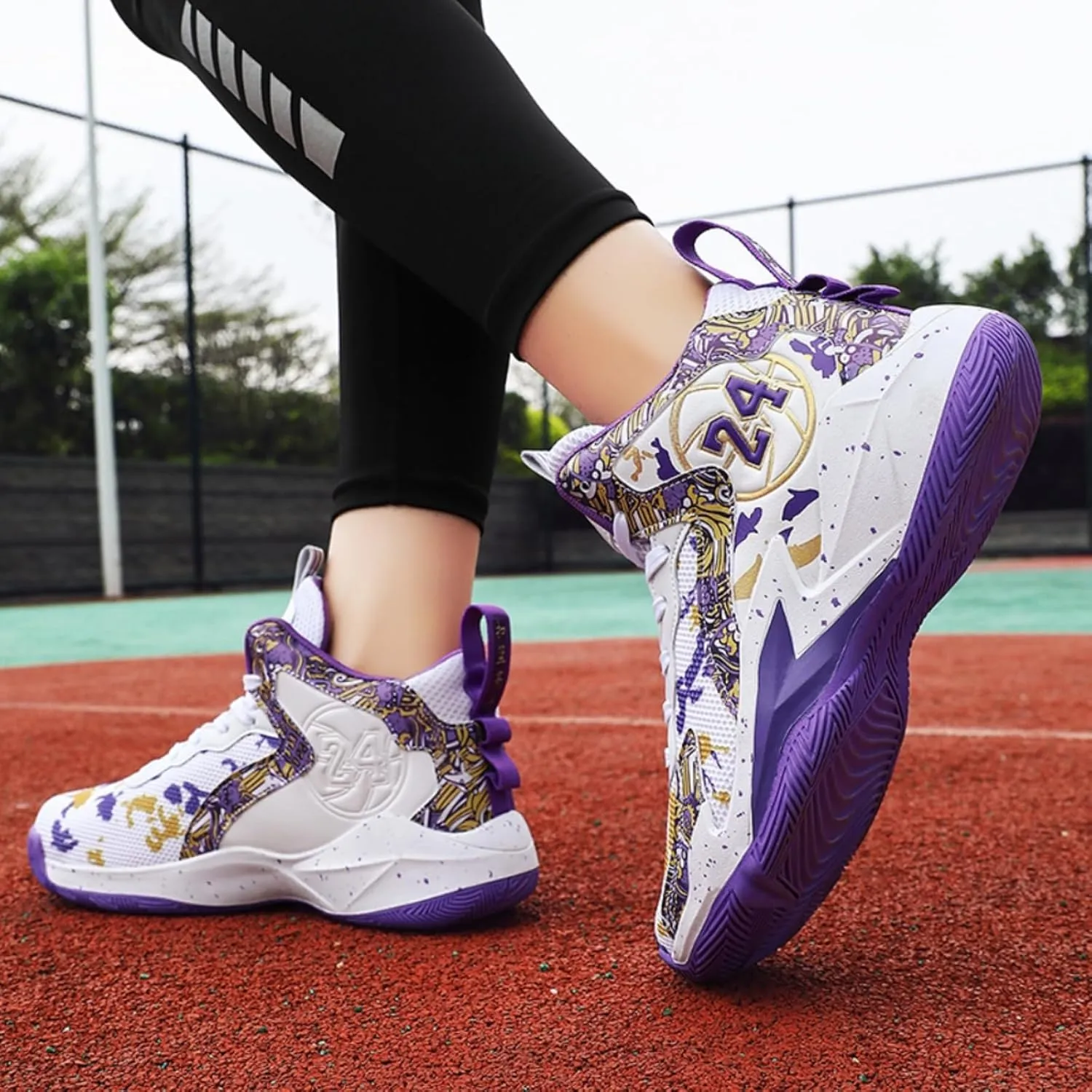 Womens Breathable Mesh Lace Up Basketball Shoes with Arch Support Lightweight Non-Slip High Top Sneakers Running Walking Tennis Shoes