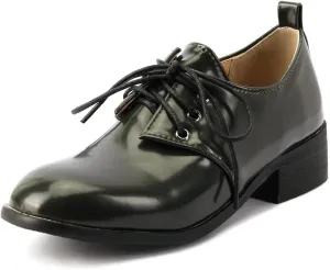 Women's Classic Flat Oxford Shoes Lace Up Comfort Low Heel Vintage Western School Oxfords Brogues
