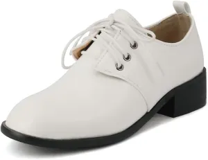 Women's Classic Flat Oxford Shoes Lace Up Comfort Low Heel Vintage Western School Oxfords Brogues