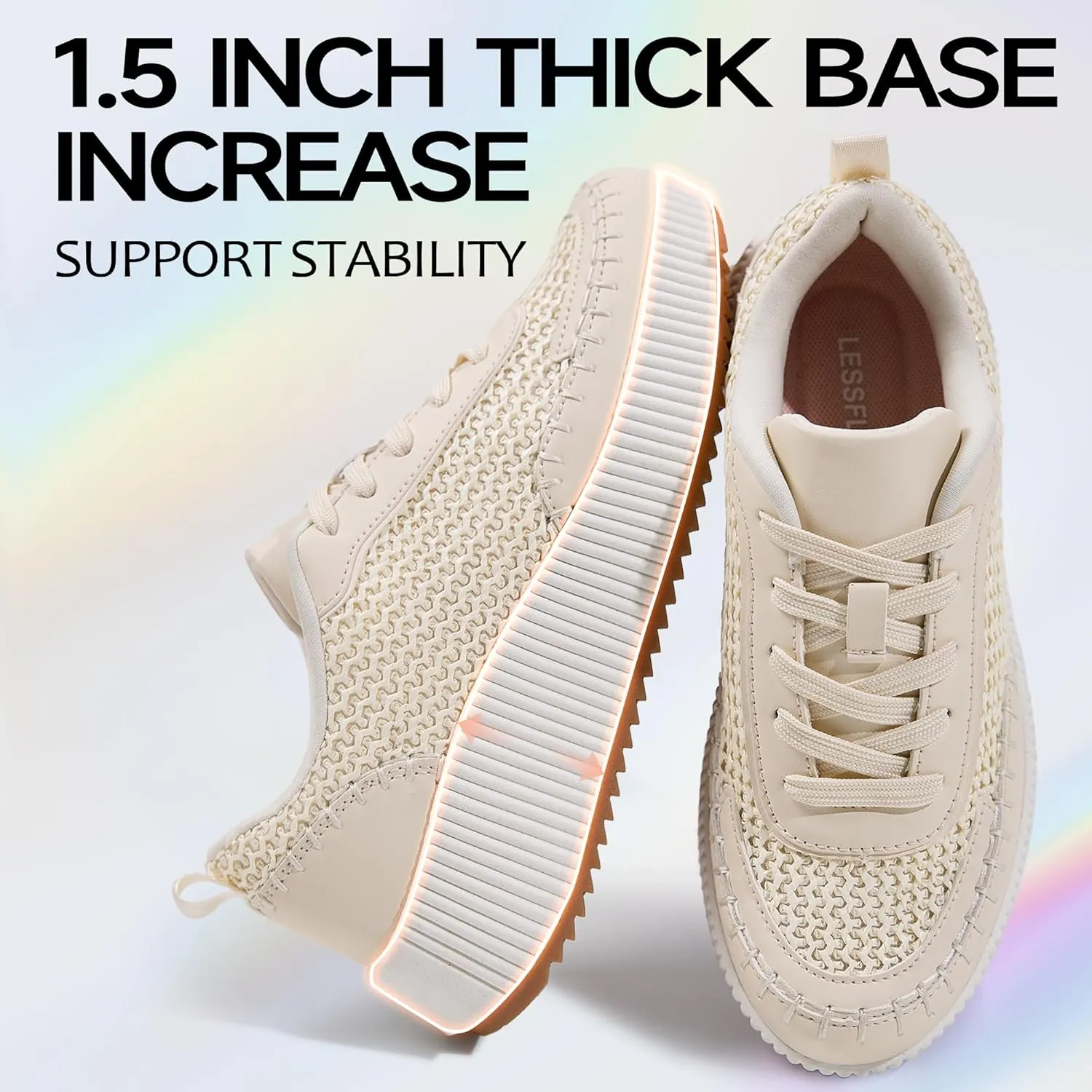 Women's Platform Sneakers Low Top Chunky Retro Braided Walking Shoes Comfortable Lace Up Casual Shoes