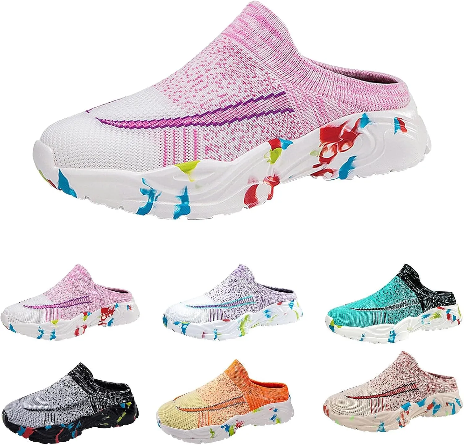 Women's Slip-on Mule Sneakers Lightweight Tennis Shoes Men Dressy Slip On Shoes Casual Shoes Sneakers Brown Tennis Shoe Loafers Casual Slip On