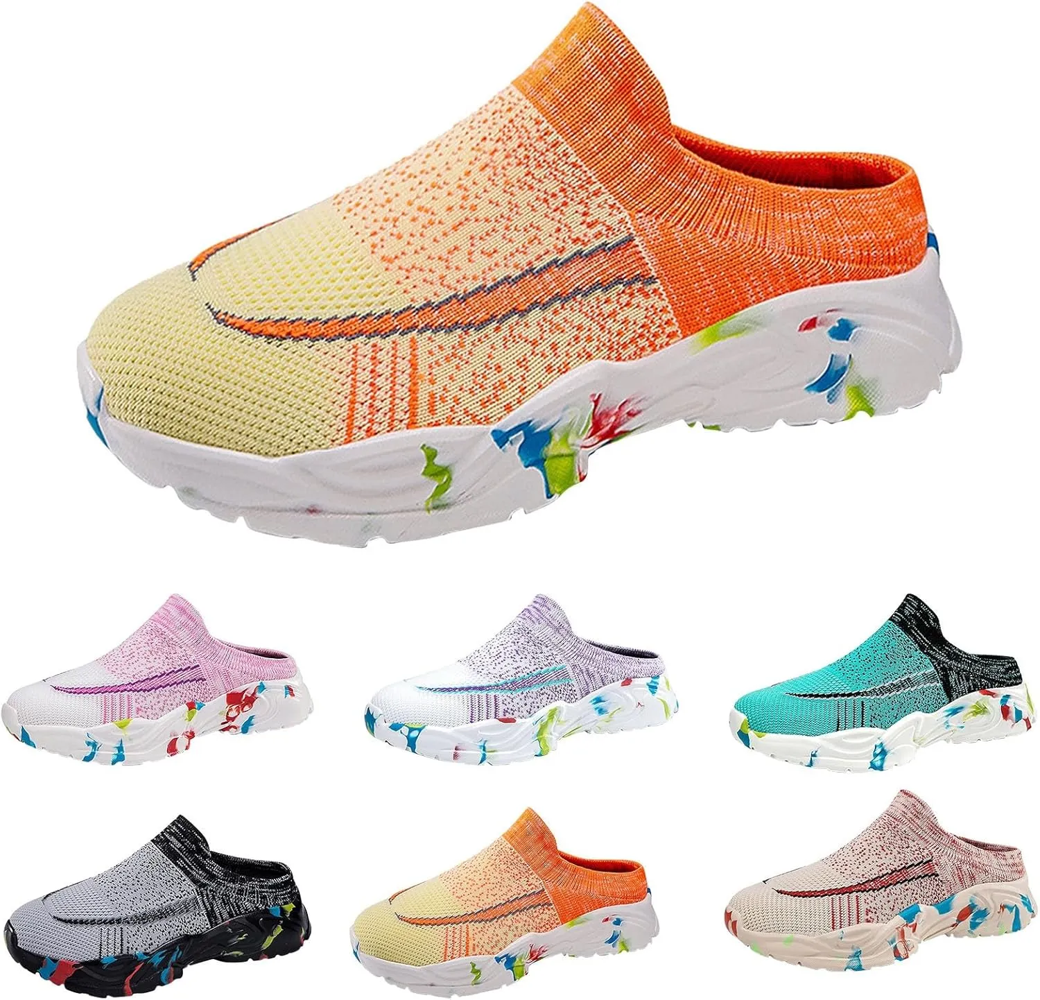 Women's Slip-On Orthopedic Arch Support Backless Mens Running Shoes Wide Men Casual Shoes Brown Sneakers Slip On Tennis Shoe Loafers Casual Slip On