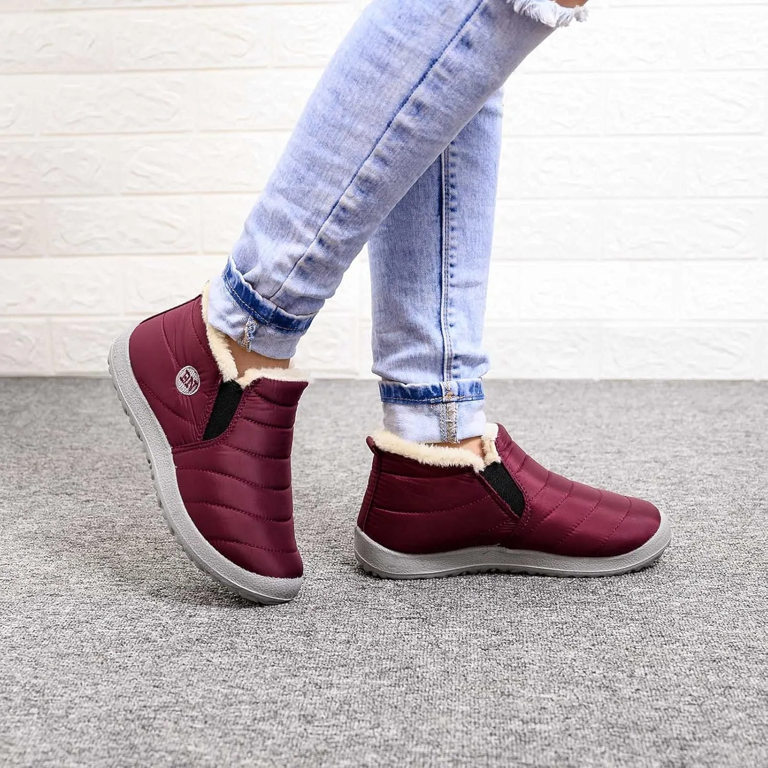 Womens Snow Boots Black Snow Boots for Ladies Indoor Outdoor Womens Winter Snow Boots Women Ankle Booties Womens Winter Boot Slip On Black Boots for Women Mens Snow Booties