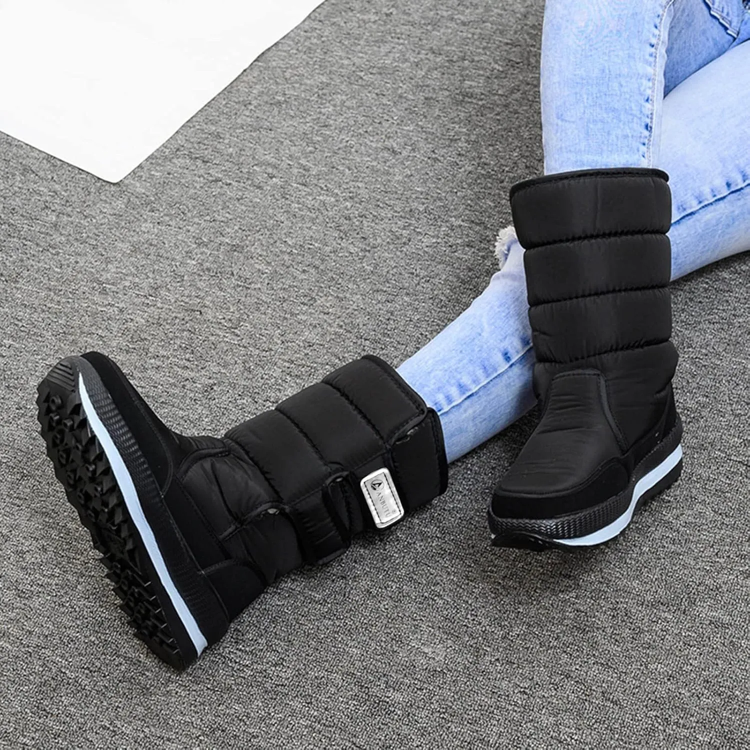Womens Winter Boots Ankle Adults Slip On Waterproof Boots Womens Snow Boots Winter Shoes Warm Fur Lined Slip On Winter Boot Women Work Boots for Men Men's Winter Booties