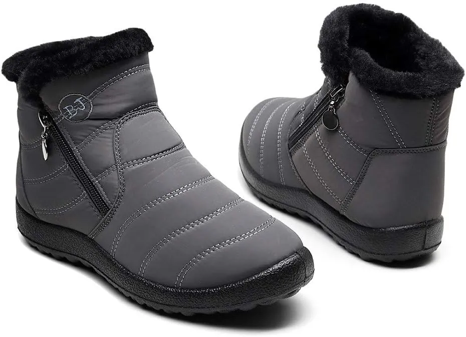 Women's Winter Boots with Zipper Adults Plush Lined Boots Womens Winter Snow Boots with Warm Fur Lining Bj Waterproof Boot Womens Cowboy Boots Men Winter Booties