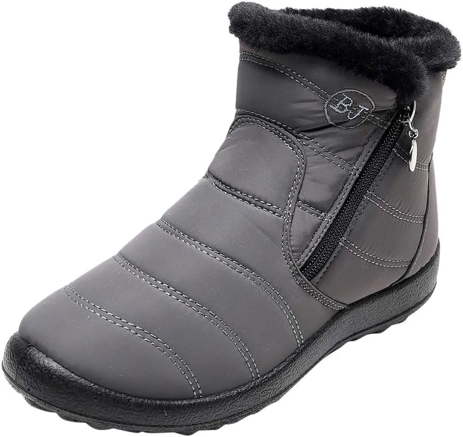 Women's Winter Boots with Zipper Adults Plush Lined Boots Womens Winter Snow Boots with Warm Fur Lining Bj Waterproof Boot Womens Cowboy Boots Men Winter Booties