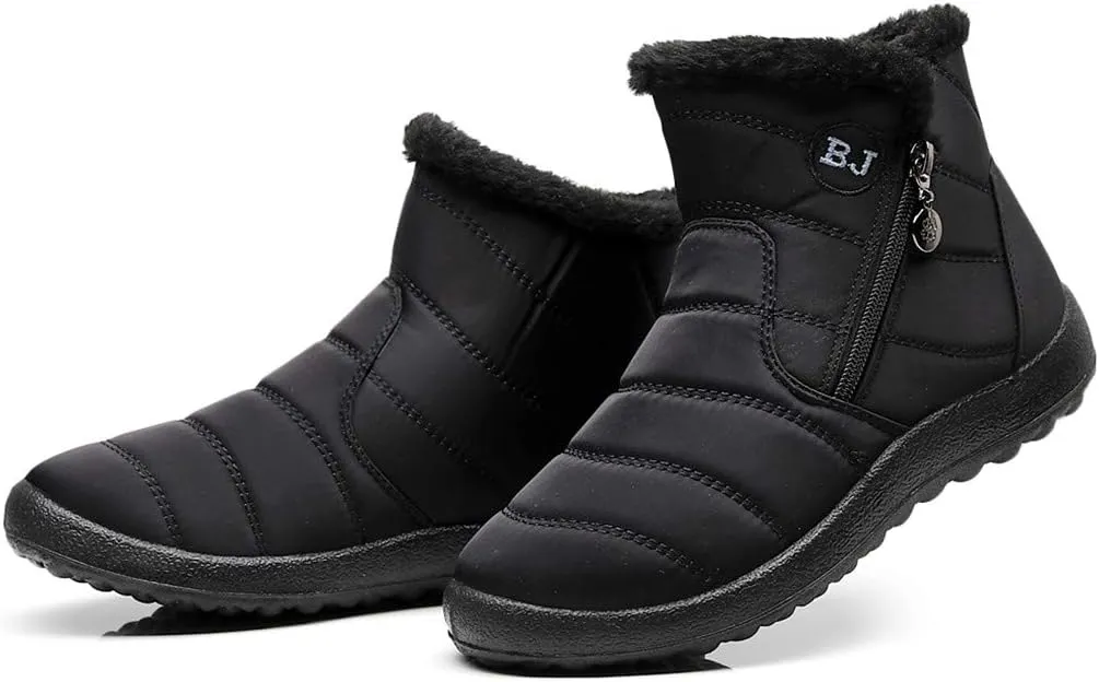 Women's Winter Boots with Zipper Adults Plush Lined Boots Womens Winter Snow Boots with Warm Fur Lining Bj Waterproof Boot Womens Cowboy Boots Men Winter Booties