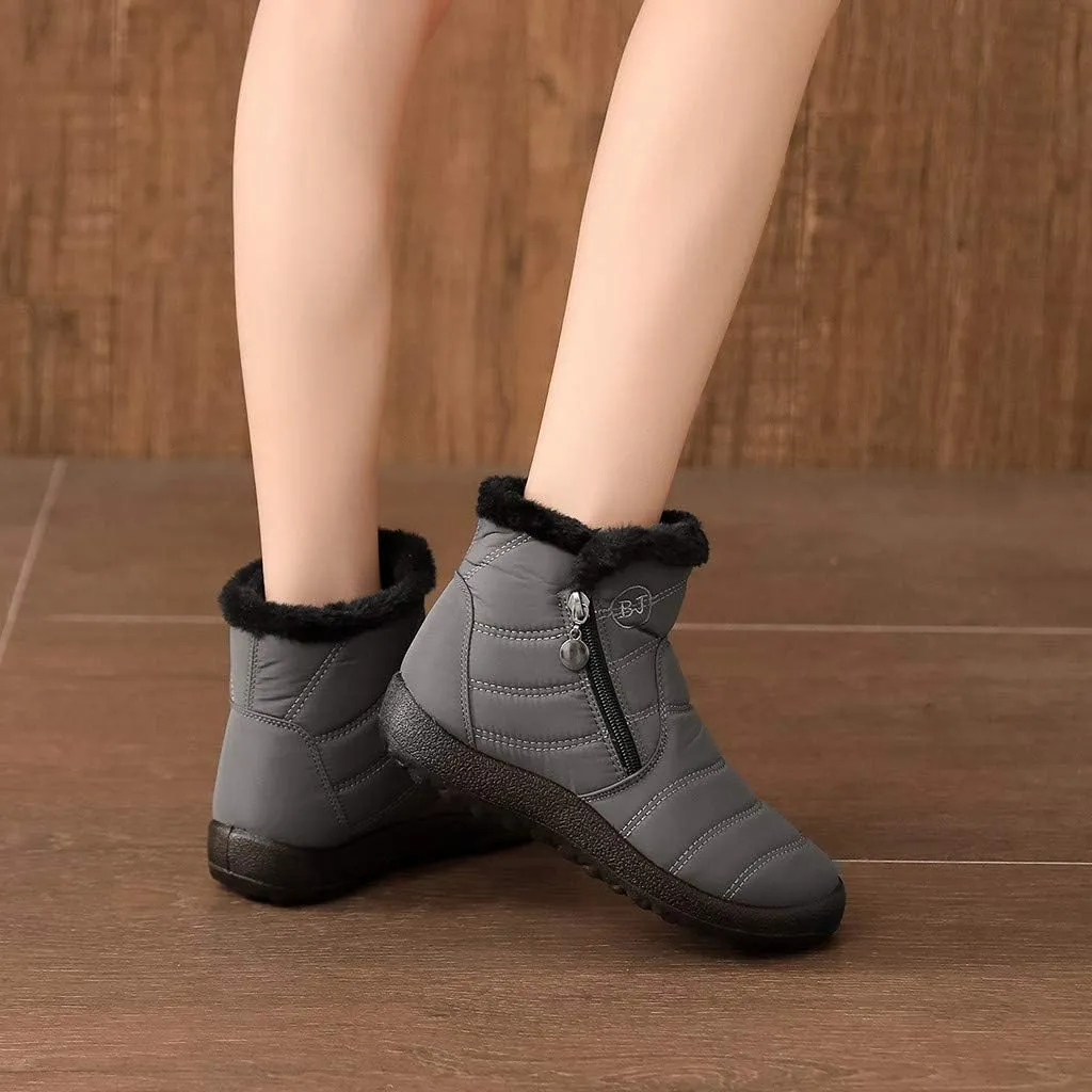 Women's Winter Boots with Zipper Adults Plush Lined Boots Womens Winter Snow Boots with Warm Fur Lining Bj Waterproof Boot Womens Cowboy Boots Men Winter Booties