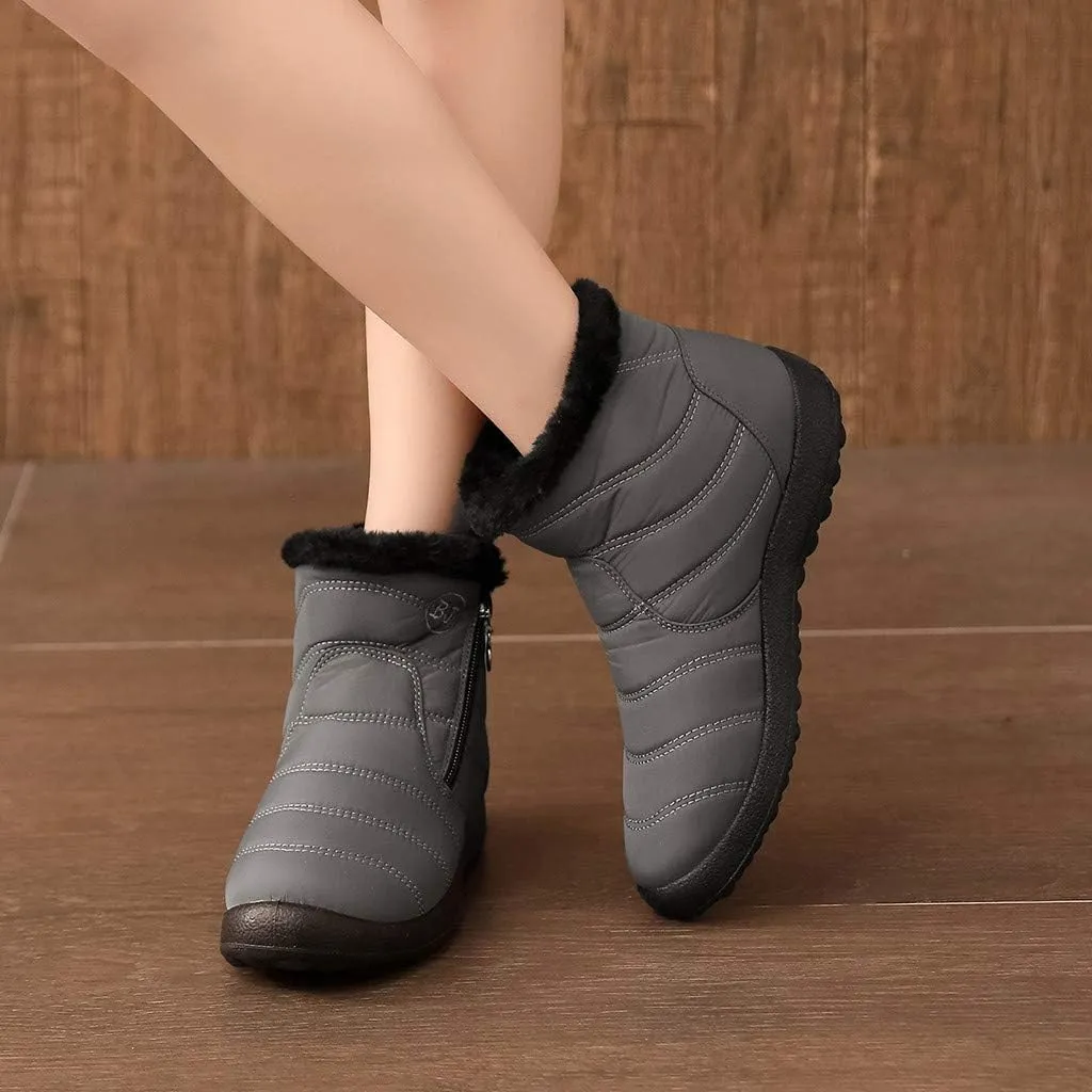 Women's Winter Boots with Zipper Adults Plush Lined Boots Womens Winter Snow Boots with Warm Fur Lining Bj Waterproof Boot Womens Cowboy Boots Men Winter Booties