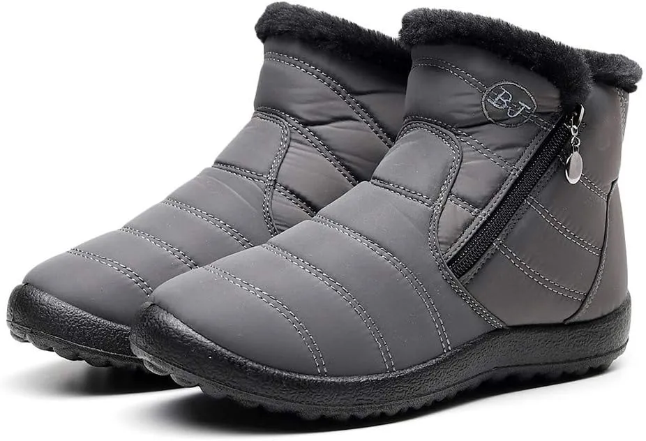 Women's Winter Boots with Zipper Adults Plush Lined Boots Womens Winter Snow Boots with Warm Fur Lining Bj Waterproof Boot Womens Cowboy Boots Men Winter Booties