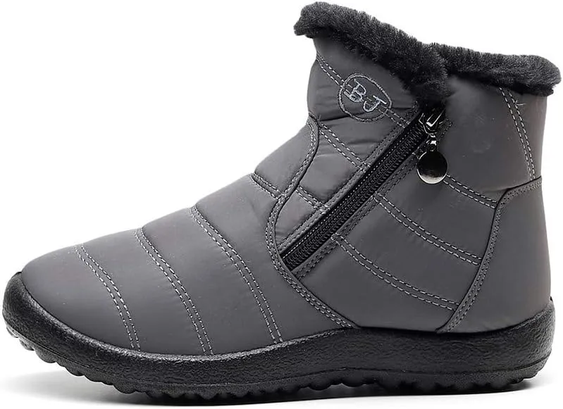 Women's Winter Boots with Zipper Adults Plush Lined Boots Womens Winter Snow Boots with Warm Fur Lining Bj Waterproof Boot Womens Cowboy Boots Men Winter Booties