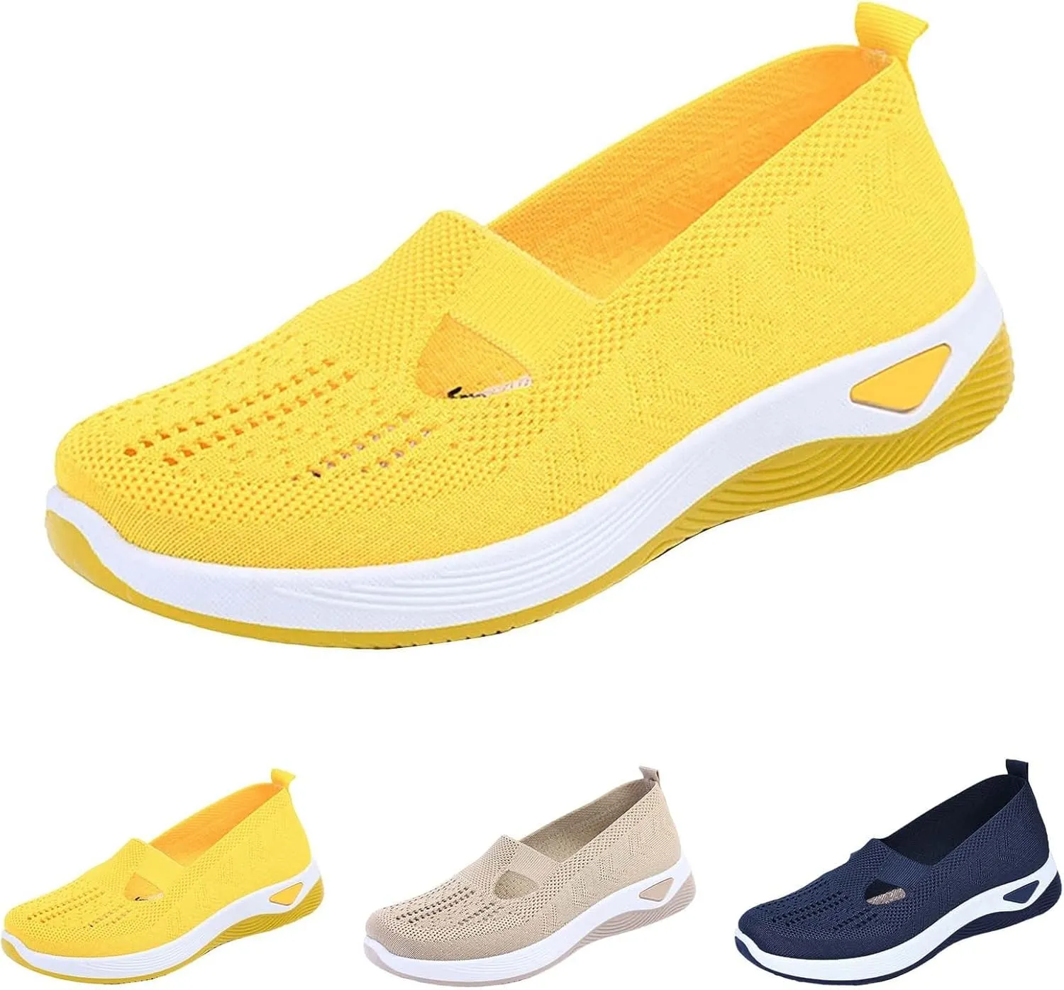 Women's Woven Orthopedic Breathable Soft Shoes Slip On Shoes Women Slip On Women's Casual Shoes Platform Sneakers Brown Tennis Shoe Loafers Casual Slip On