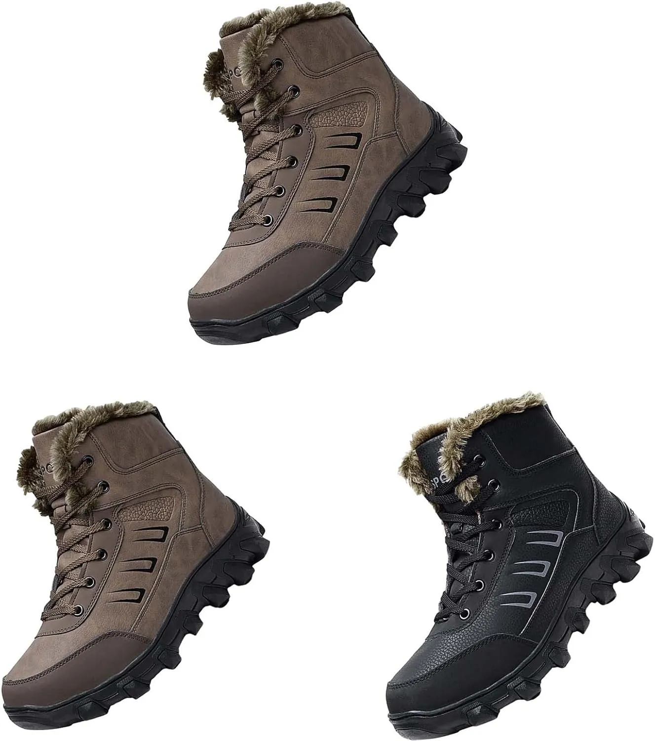 Work Boots for Men Composite Hiking Sneakers Warm Fur Lined Women Safety Shoes Winter Composite Safety Toe Waterproof Industrial Casual Hike Grounded Footwear