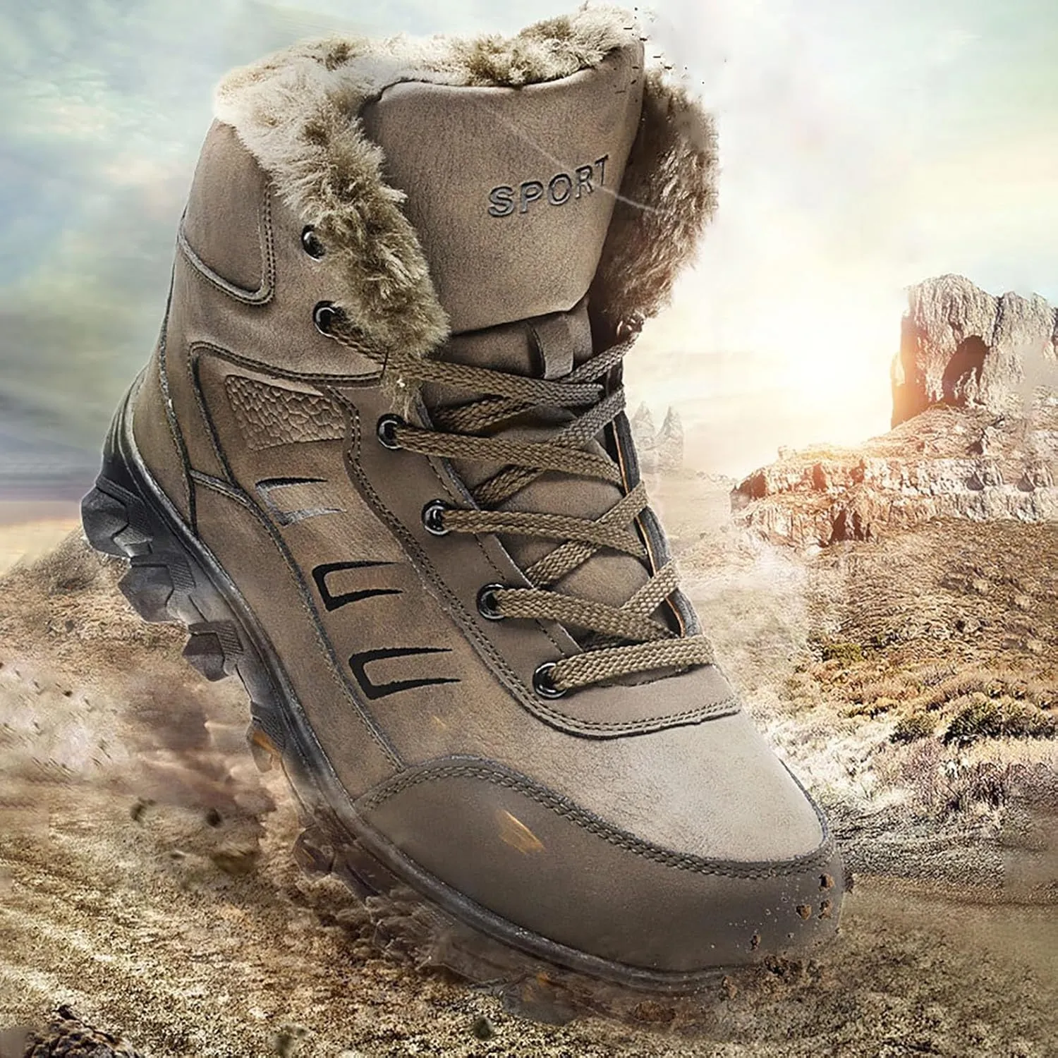Work Boots for Men Composite Hiking Sneakers Warm Fur Lined Women Safety Shoes Winter Composite Safety Toe Waterproof Industrial Casual Hike Grounded Footwear