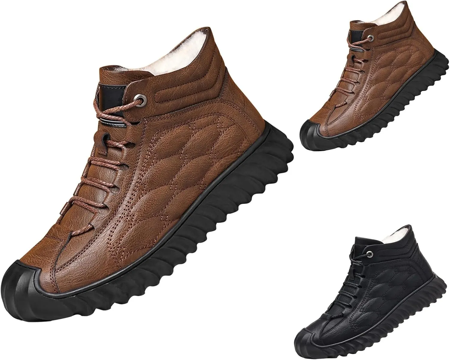 Work Boots for Men Composite Hiking Sneakers Zip Up Fur Lined Women's Safety Toe Shoes Insulated Waterproof Work Shoes Non-Slip Hike Grounded Footwear