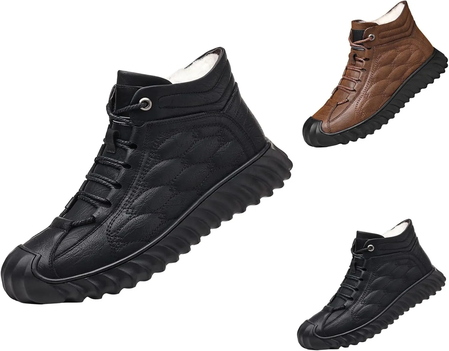 Work Boots for Men Composite Hiking Sneakers Zip Up Fur Lined Women's Safety Toe Shoes Insulated Waterproof Work Shoes Non-Slip Hike Grounded Footwear