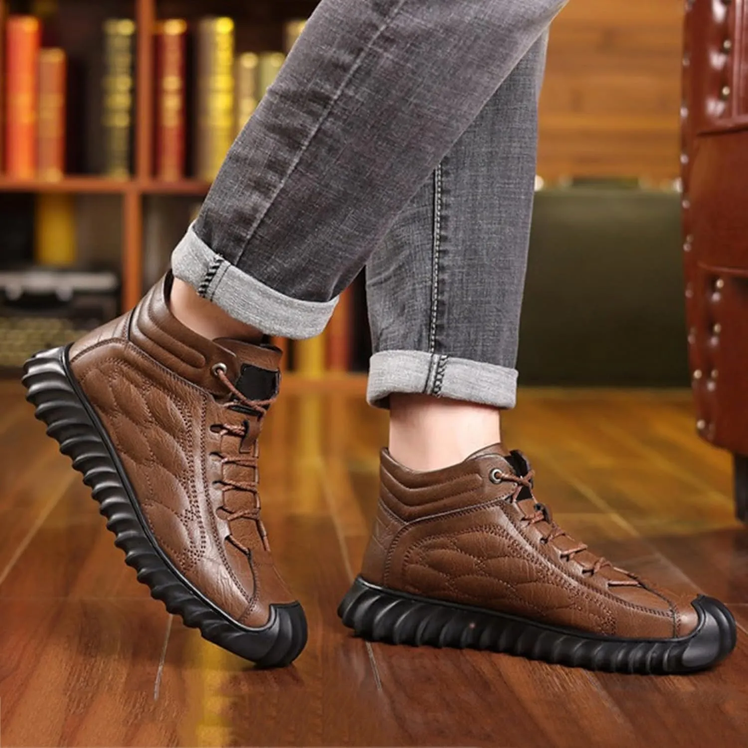 Work Boots for Men Composite Hiking Sneakers Zip Up Fur Lined Women's Safety Toe Shoes Insulated Waterproof Work Shoes Non-Slip Hike Grounded Footwear