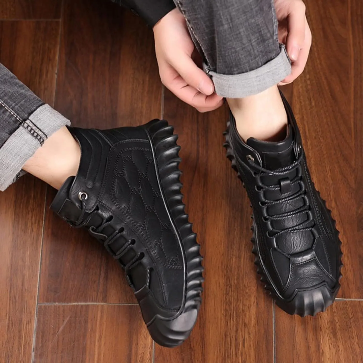 Work Boots for Men Composite Hiking Sneakers Zip Up Fur Lined Women's Safety Toe Shoes Insulated Waterproof Work Shoes Non-Slip Hike Grounded Footwear