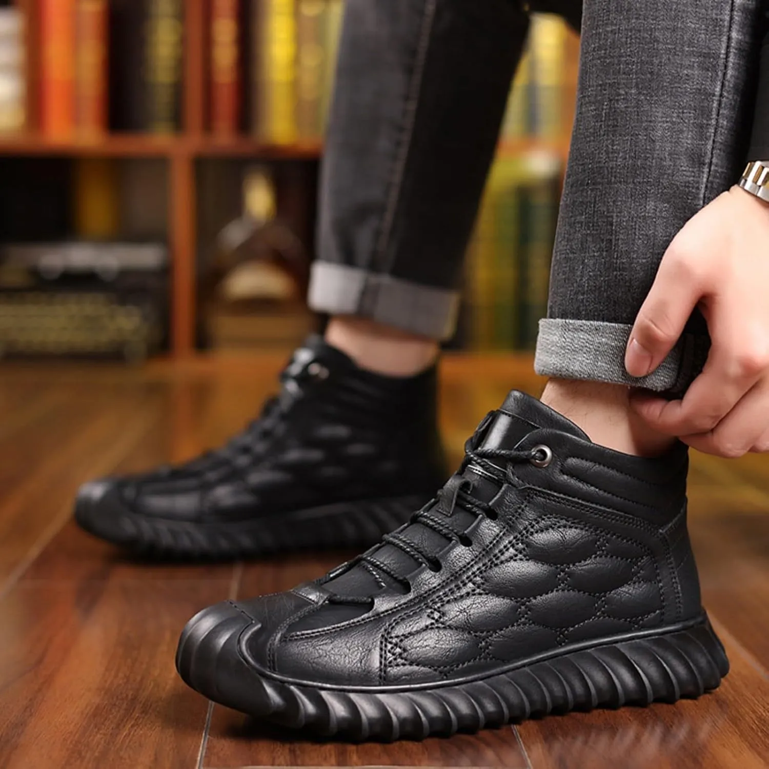 Work Boots for Men Composite Hiking Sneakers Zip Up Fur Lined Women's Safety Toe Shoes Insulated Waterproof Work Shoes Non-Slip Hike Grounded Footwear