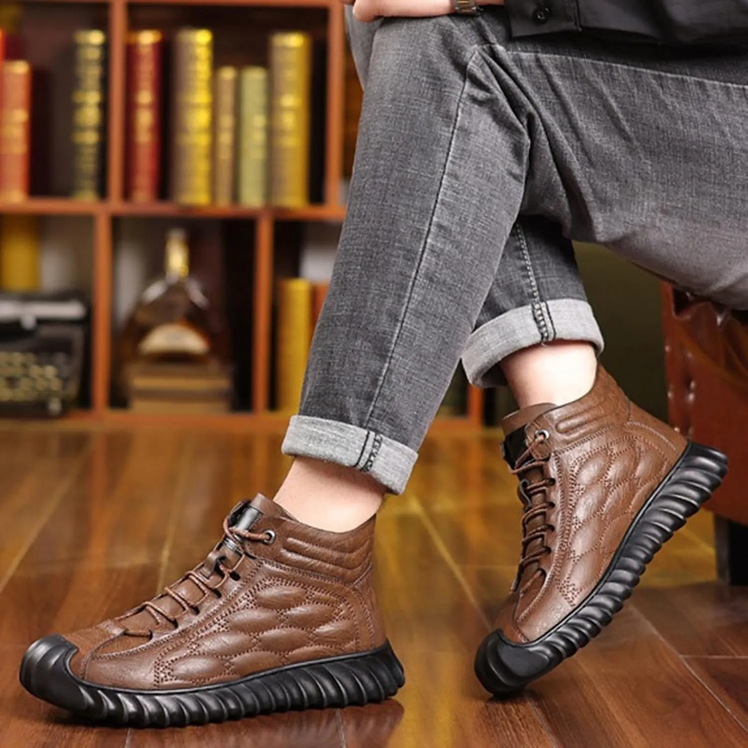 Work Boots for Men Composite Hiking Sneakers Zip Up Fur Lined Women's Safety Toe Shoes Insulated Waterproof Work Shoes Non-Slip Hike Grounded Footwear