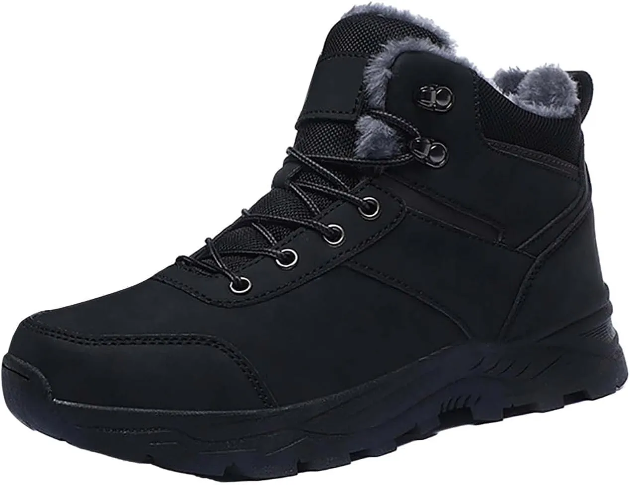 Work Boots for Men Cowboy Style Hiking Sneakers Fur Lined Ankle Boot Women's Safety Shoes Waterproof Platform Shoes Slip Resistant Safety Hike Grounded Footwear