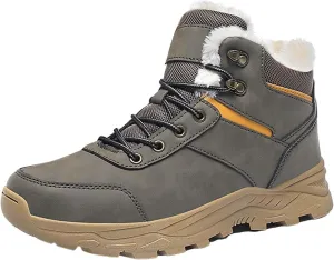 Work Boots for Men Cowboy Style Hiking Sneakers Fur Lined Ankle Boot Women's Safety Shoes Waterproof Platform Shoes Slip Resistant Safety Hike Grounded Footwear