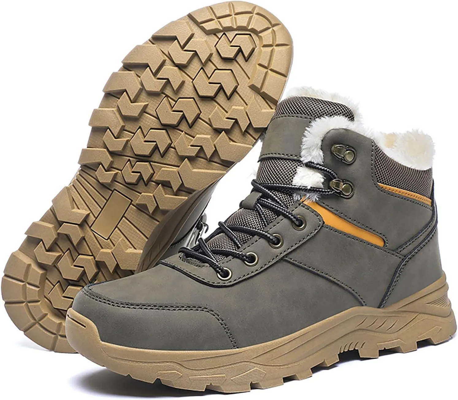 Work Boots for Men Cowboy Style Hiking Sneakers Fur Lined Ankle Boot Women's Safety Shoes Waterproof Platform Shoes Slip Resistant Safety Hike Grounded Footwear