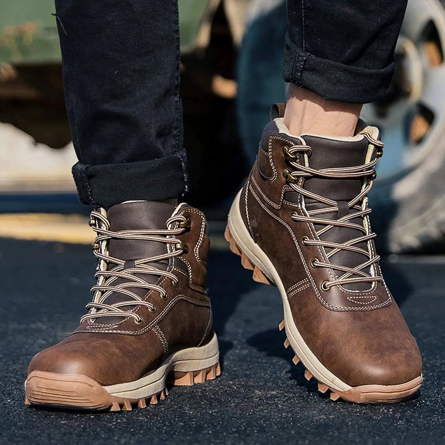Work Boots for Men Soft Toe Hiking Sneakers Ankle Ladies Womens Working Shoes Wide Width Winter Outdoor Botas Waterproof Non Slip Hike Grounded Footwear