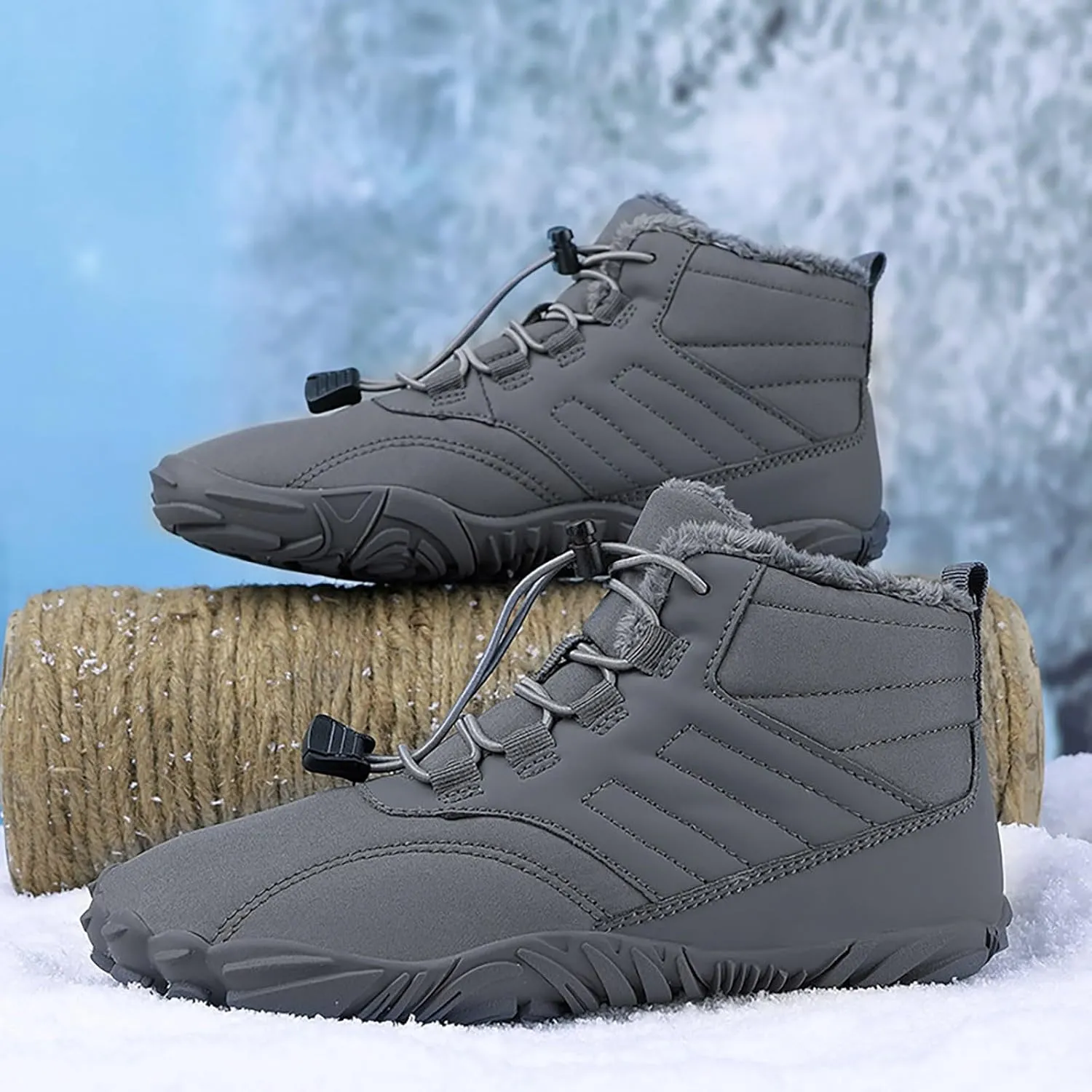 Work Boots for Men Soft Toe Hiking Sneakers Fur Lined Ankle Boot Women Workout Shoes Insulated Waterproof Outdoor Shoes Lightweight Anti Slip Hike Grounded Footwear